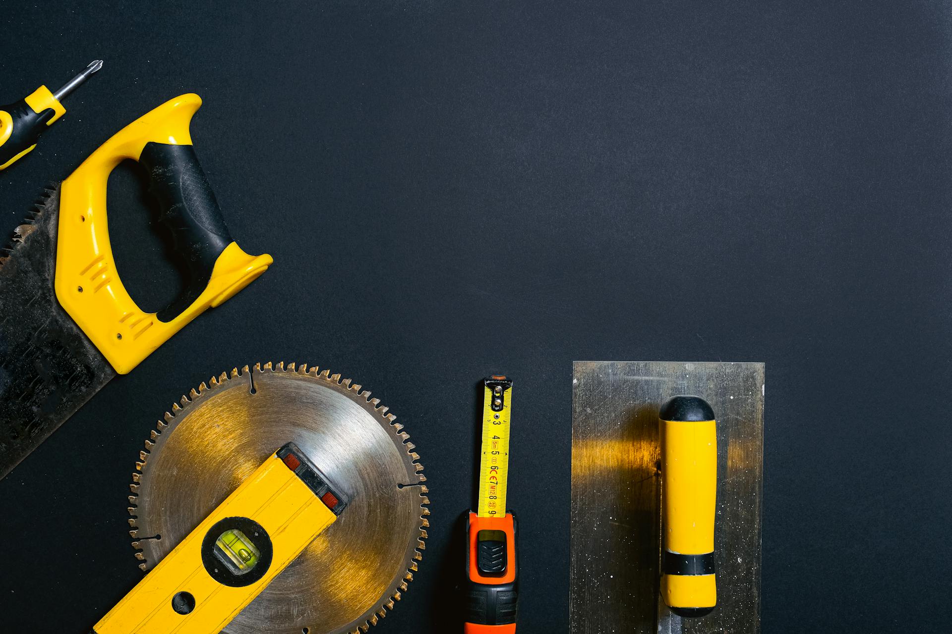 Yellow construction tools.