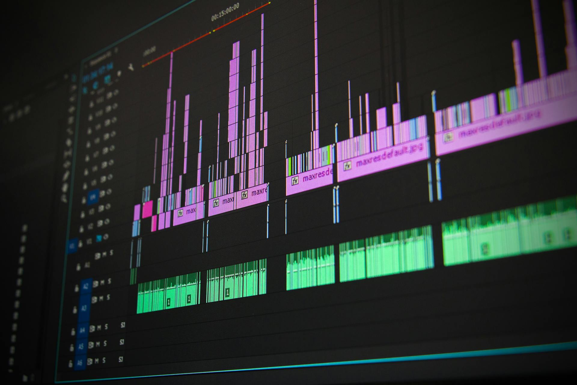 Computer screen displaying video editing software.